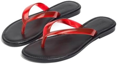 Flip Flops for Women Flat Sole Lightweight Thong Sandals Womens Minimalist Design Summer Beach Travel Walking Womens Flip Flops Slides Red Szie 7.5