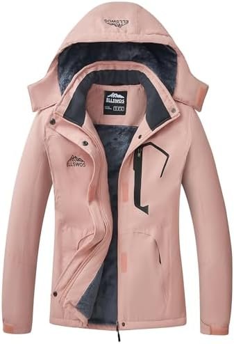 ELLSWOS Womens Winter Coats Waterproof Ski Jacket Warm Snow Jackets Windproof Windbreaker Hooded Raincoat
