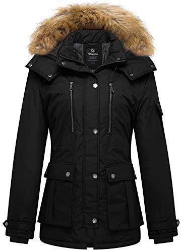 wantdo Women's Quilted Winter Coat Warm Puffer Jacket Thicken Parka with Removable Hood