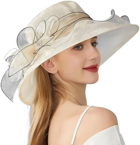 Elegant Women's Sun Hat with Floral Accent and Foldable Design for Weddings Beach Trip Outdoor