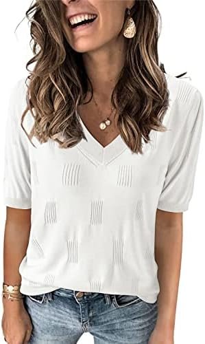 Arach&Cloz Women's Lightweight Fall Sweater Tops Casual Short Sleeve Blouses Shirts