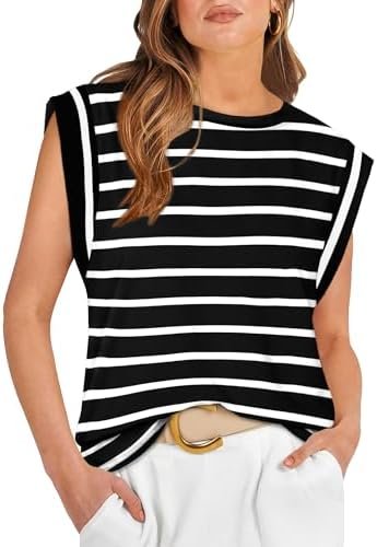 WIHOLL Cap Sleeve Tops for Women Summer Top Basic Tee Shirts Casual Tank Loose Fit 2025 Fashion