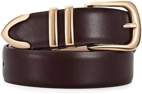 JASGOOD Women Leather Belt with Gold Buckle Ladies Fashion Faux Leather Waist Belt for Jeans Pants