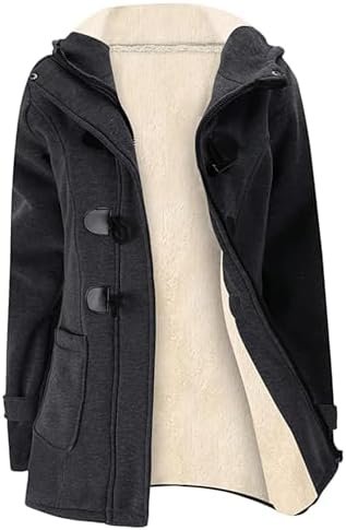 Wyeysyt Winter Jackets for Women Fleece Sherpa Lined Jacket Womens Duffle Toggle Coat Warm Hooded Casual Jacket