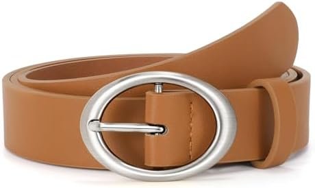 Women Leather Belts for Jeans Pants Fashion Ladies Waist Dresses Belt Gold Round Buckle