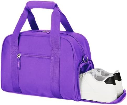 SeaRock 14 inch Small Gym Bag for Women & Men - Mini Duffle Bag Weekender & Overnight with Shoe Compartment Travel, Sports, Workout, for Purple