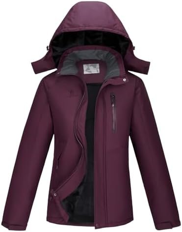 CAMEL CROWN Women's Winter Coats Hooded Ski Jacket Warm Fleece Waterproof Snowboard Jacket Windproof Windbreaker