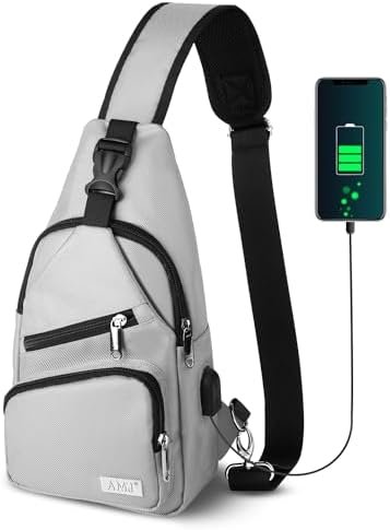 AMJ Crossbody Sling Bag Men Women, Casual Shoulder Backpack, Chest Daypack Satchel for Hiking Travel