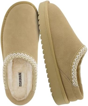 CUSHIONAIRE Keto Womens Slippers Slip-On Suede Mule Slipper - Cozy & Stylish, Memory Foam & Faux Fur Lining, Wide Widths Available