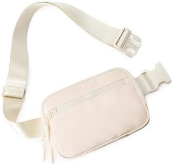 WESTBRONCO Fanny Packs for Women Men, Belt Bag with 4 Zipper Pockets, Fashion Waist Packs, Lightweight Crossbody Bags with Adjustable Strap for Workout/Running/Hiking (Beige)