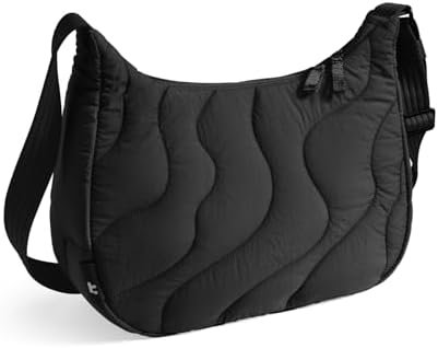 tomtoc 9L Puffer Sling Crossbody Bag for Women Trendy, Nylon Quilted Crescent Shoulder Bag Purses for 11-inch iPad Air/Pro & Nintendo Switch 2, Puffy Travel Hobo Handbag with Organized Inner Pockets