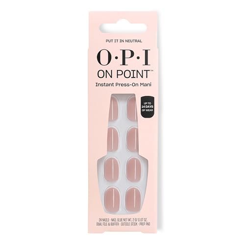 OPI On Point Press On Nails | Short Round Nail Art Press On Nails | 24 Count With Nail Glue | Long Lasting, Reusable, Non-damaging | Fall 2025 Shades