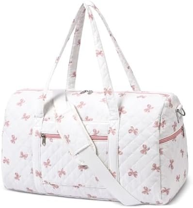 Gym Bag for Women, Cute Duffle Bag, Quilted Duffle Bag for Travel, Floral Duffle Bags, Weekend Bag with Zipper Pocket Dance Bag Organizer