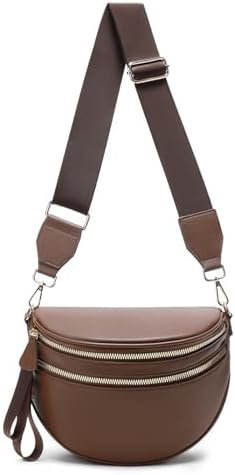 Women's Lightweight Fanny Pack with Adjustable Strap Spacious Crossbody Sling Bag for Travel, Gym, Running & Daily Use (Coffee)