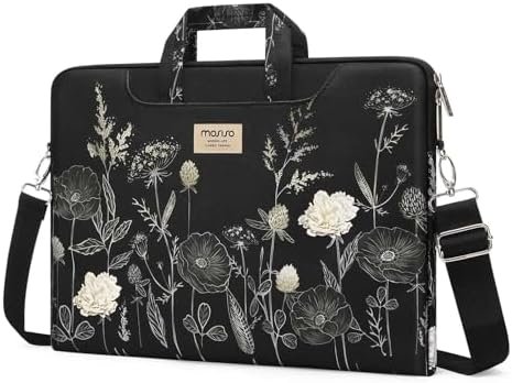 MOSISO Laptop Bag for Women, 15.6 inch Computer Bag Compatible with MacBook, HP, Dell, Lenovo, Asus, Notebook, 15-15.6 inch Laptop Messenger Shoulder Sleeve with Strap, Retro Flower