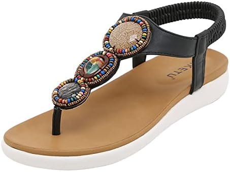 Summer Fashion Women Rhinestones Casual Open Toe Wedges Soft Bottom Breathable Elastic Thong Sandals for Women