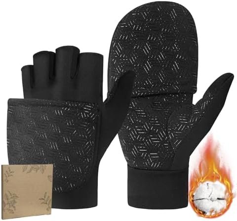 Pixel Panda Winter Gloves for Men Women Warm Touchscreen Gloves for Cold Weather Thin Water-Resistant Windproof Non-Slip Gloves for Cycling, Driving, Running, Hiking