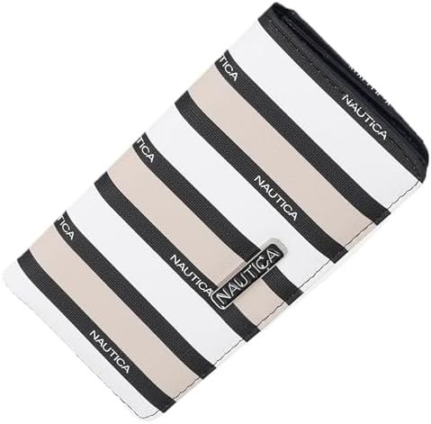 Nautica Seaside Slim Womens Wallet RFID Blocking Credit Card Holder, Coin Purse, Checkbook Organizer Clutch, Small Vegan Leather Wallet for Travel, Multi Stripe