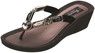 Women's 26255E Bamboo Wedge Jeweled Waterproof Molded Sole Summer Thong Sandals