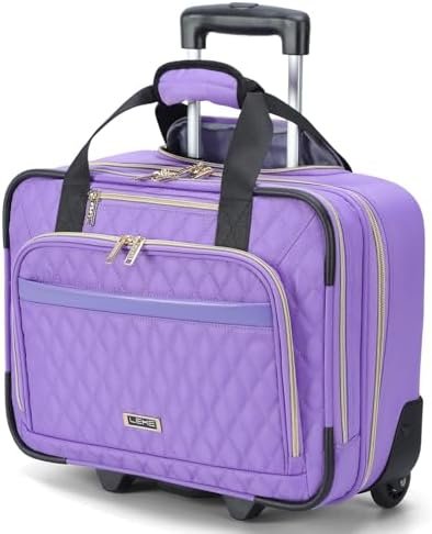 Rolling Laptop Bag, Laptop Briefcase on Wheels for Women Fits Up to 15.6Inch Computer Bags Water Resistant for Work Travel and Business (Purple)