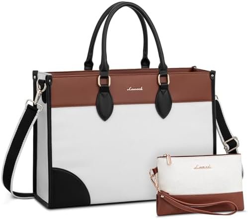 LOVEVOOK Laptop Bag for Women 15.6 lnch,Waterproof Laptops Tote Bags for Womens,Professional Work Bags for Women with Cup Holder,Large Laptop Purse Computer Briefcase Office Teacher Clutch Bag,2 PCS