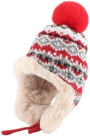 Knitted Hat Lovely Hat Soft Warm Hat Thick Crochet Hat Ear Protections Caps Winter Hat for Women