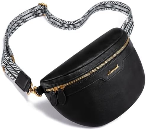 LOVEVOOK Fanny Packs for Women Cross Body, Vegan Leather Belt Bag for Women, Waterproof Sling Purse Fashion Waist Pack Designer Chest Bum Bag with Boho Style Strap