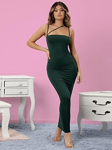 RASNEY Women's Dress Double Strappy Bodycon Dress Dress IPADSA (Color : Dark Green, Size : X-Large)