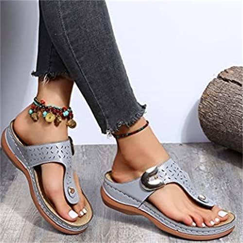 LUWAY Women's Comfy Orthotic Sandals Solid Color Texture Pattern Women's Thong Sandals Flat Bottomed Slip On Clip Toe Flip Flops Slider T Strap Sandals,Silver,US7/EU38