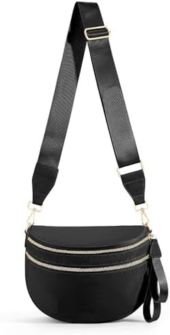 hibear Nylon Bum Bags for Women Crossbody Spacious Checkered Crossbody Bag Large fanny packs for women Belt Purse