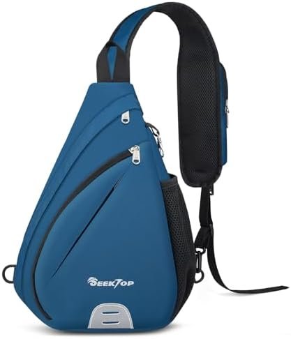 Seektop Crossbody Bag Anti-Theft RFID Blocking Waterproof 400D Nylon Lightweight Small Sling Backpack Shoulder Bags Chest Pack Cross Body Bag for Travel Hiking Outdoor Men Women Blue