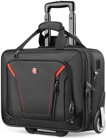 star cloud Rigid Frame Rolling Laptop Bag 18"×14"×8", Water-Resistant Rolling Briefcase with Wheels, Business Travel Computer Bag, Underseat Carry on Luggage for Men & Women