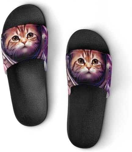 A Cat in Space House Sandals Non Slip Slippers Quick Drying Bathroom Shower Shoes for Women Men