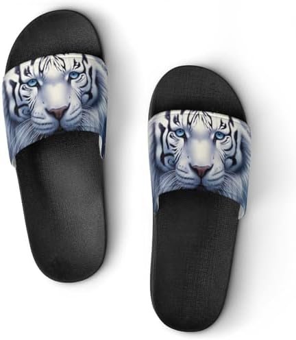 Tiger in Moonlight House Sandals Non Slip Slippers Quick Drying Bathroom Shower Shoes for Women Men